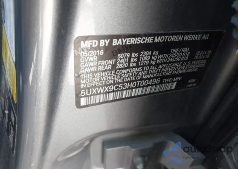 2017 BMW X3 xDrive28I from USA, damaged, VIN 5UXWX9C53H0T00496